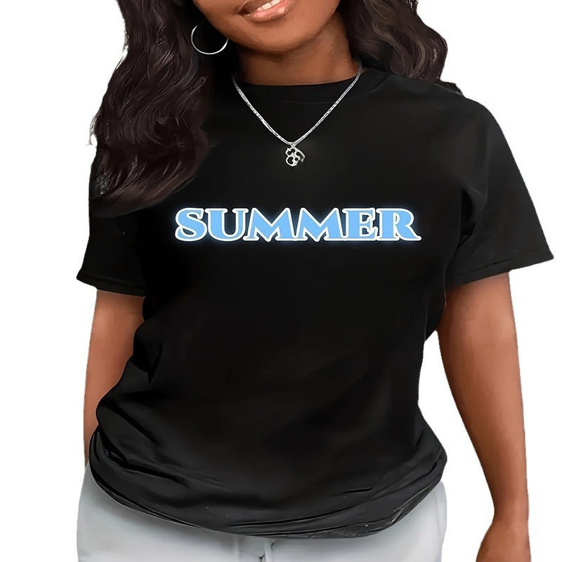 Women's Short-sleeved T-shirt Summer Casual Round Neck Blouses
