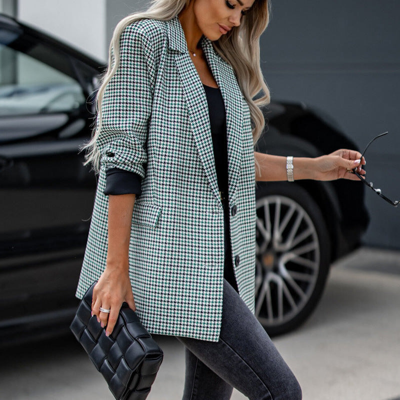 Women's Unique Plaid Casual Single-breasted Lapel Coats