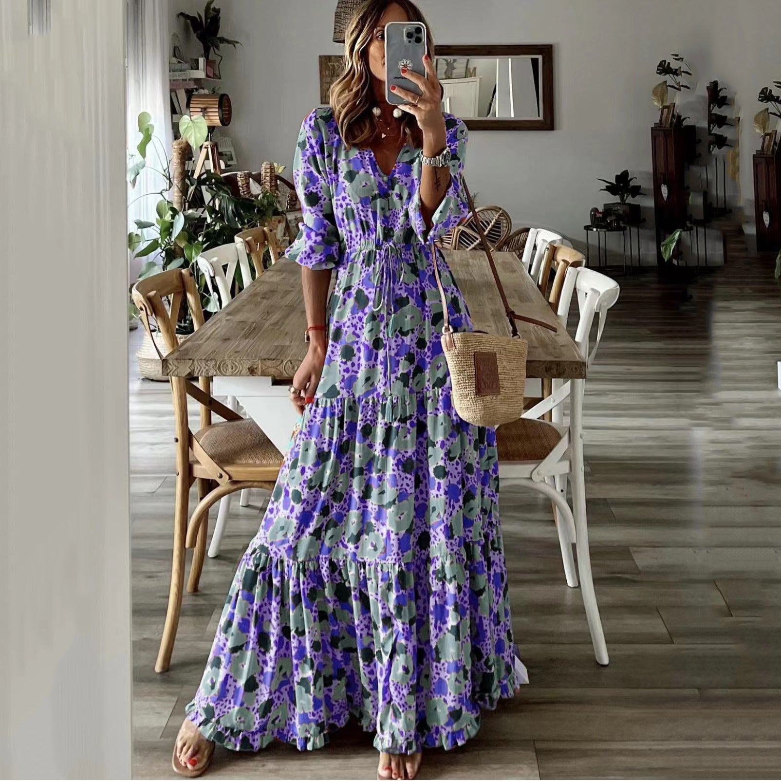 Women's Summer Temperament Vacation Printed Swing Long Dresses