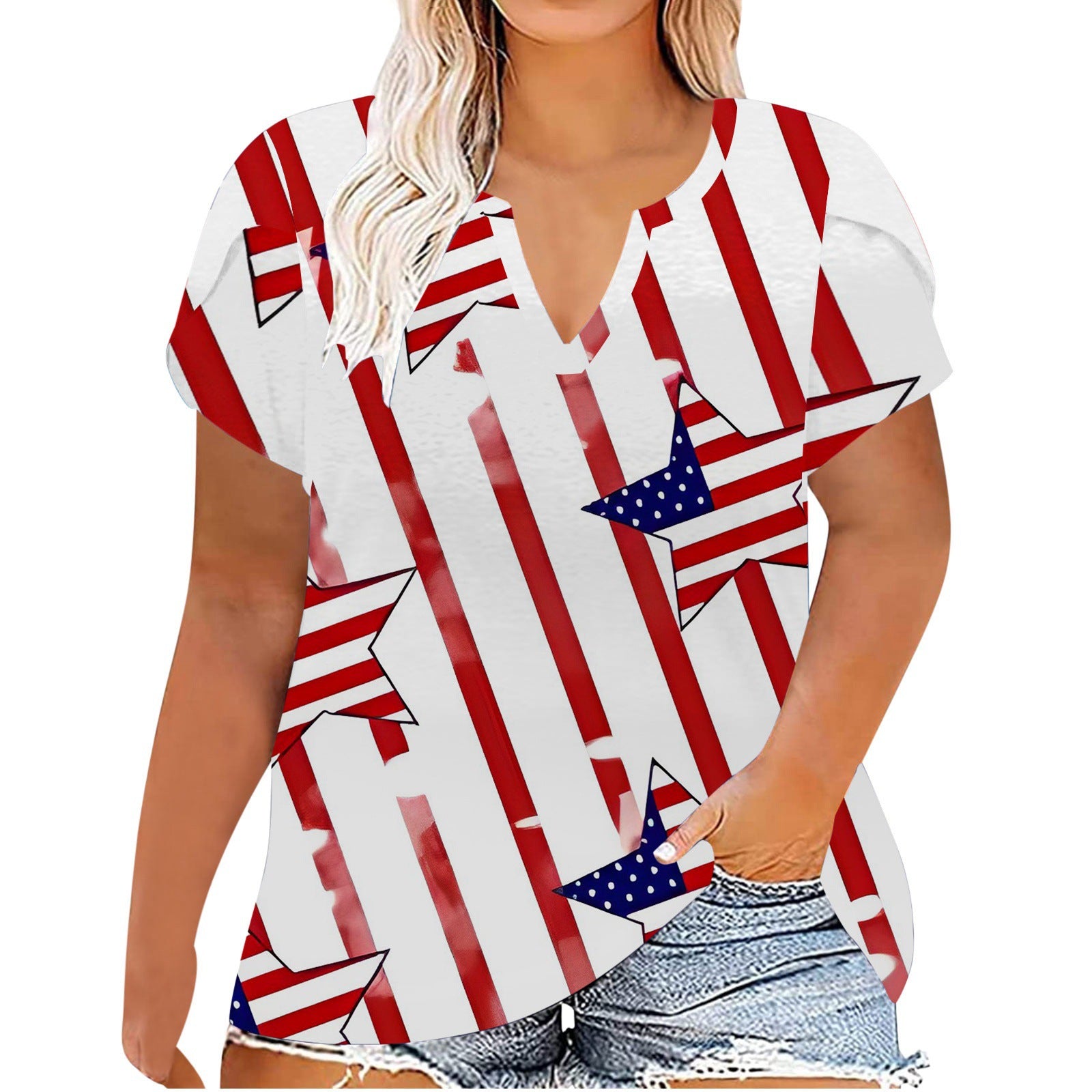 Women's Independence Day Printed Summer Short-sleeved T-shirt Plus Size