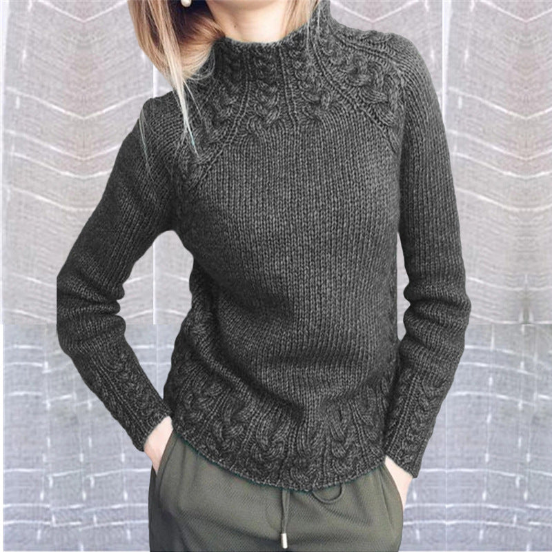 Women's Solid Color Hemp Pattern Knitted For Sweaters