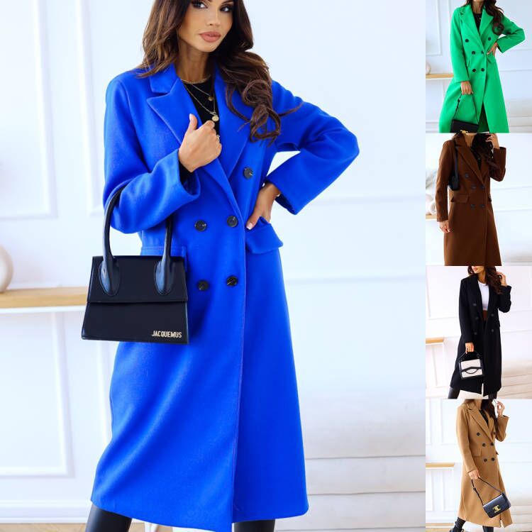 Women's Double Breasted Long Sleeve Lapel Button Coats