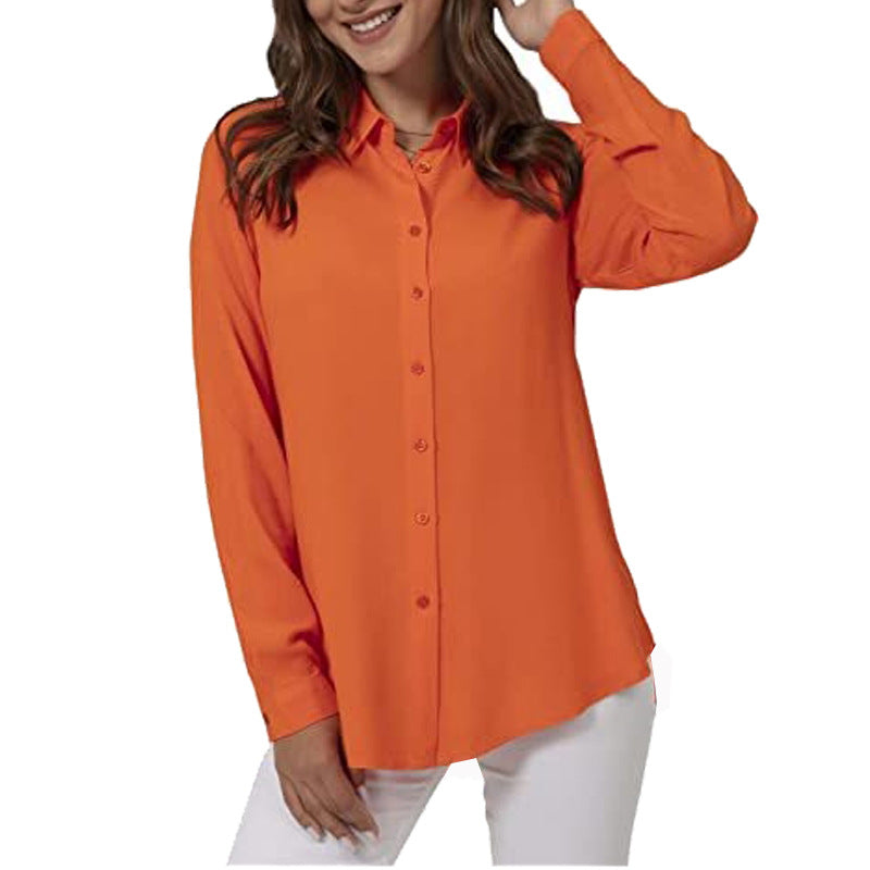 Women's Fashion Shirt Casual Long-sleeved Button-down Blouses