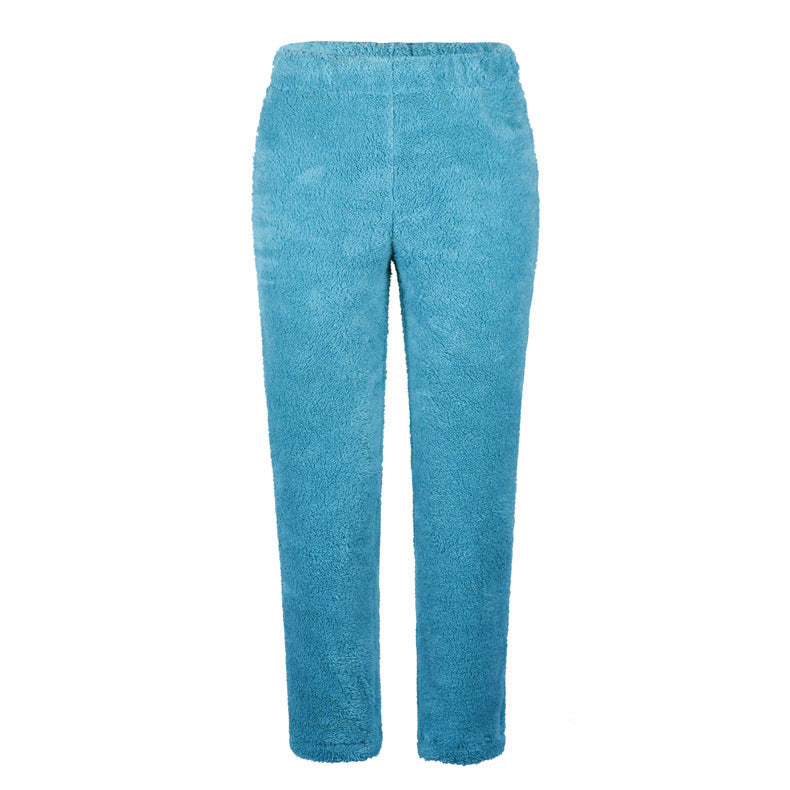 Women's Solid Color Loose Double-sided Plush Trousers Pants