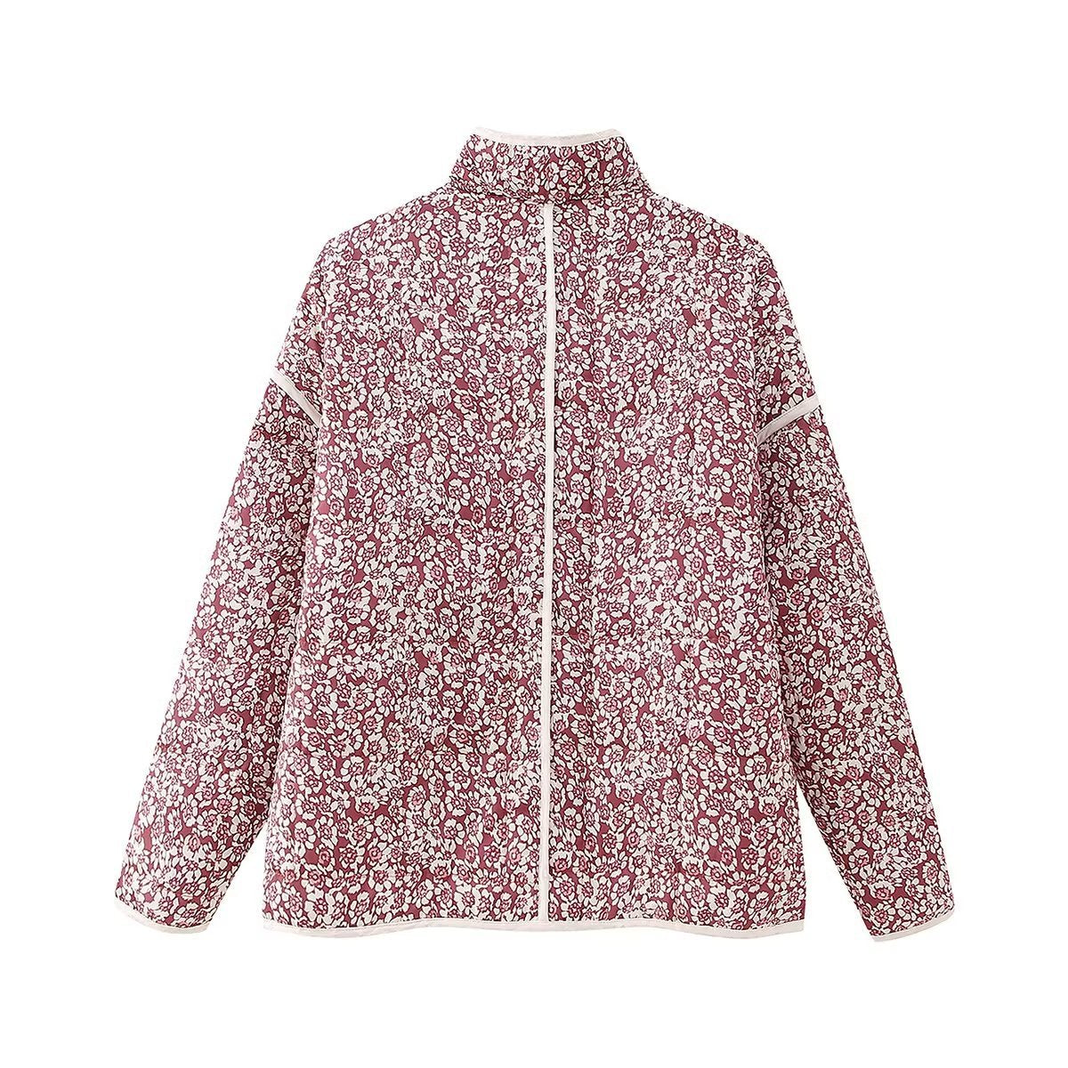 Women's Autumn Flower Print Thin Pocket Decorative Coats