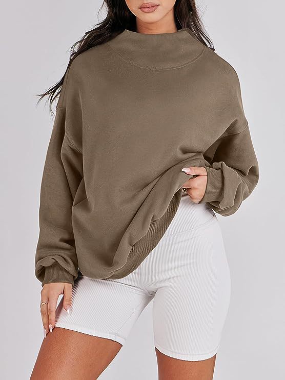 Women's High Collar Sweatshirt Solid Color Long Sweaters