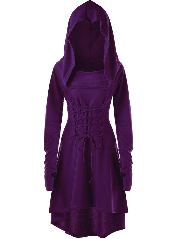 Women's Color Holiday Performance Long Sleeve Hooded Dresses