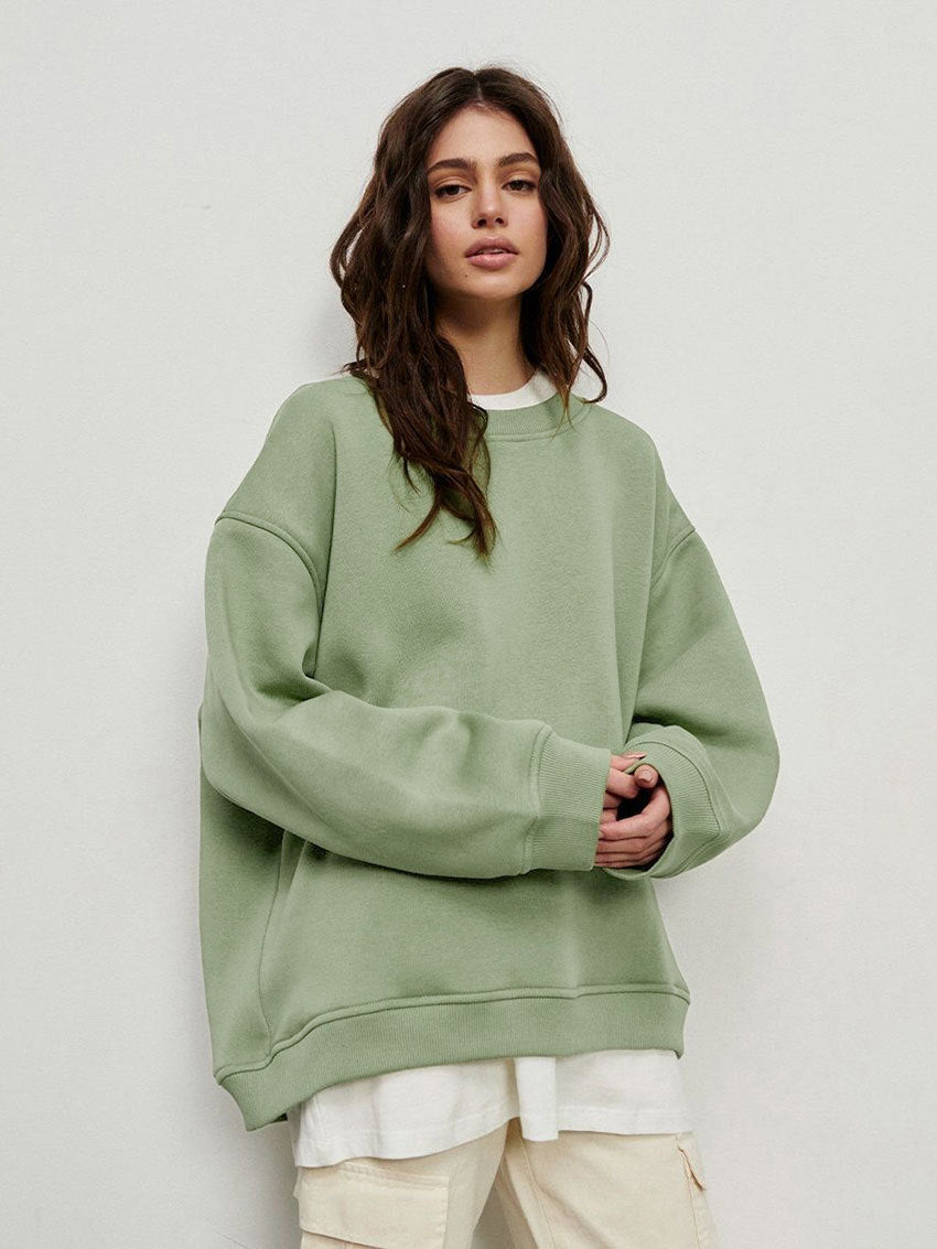 Women's Loose Sweatshirt Street Solid Color Polar Sweaters