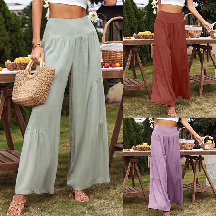 Women's Summer High Waist Wide Leg Linen Pants