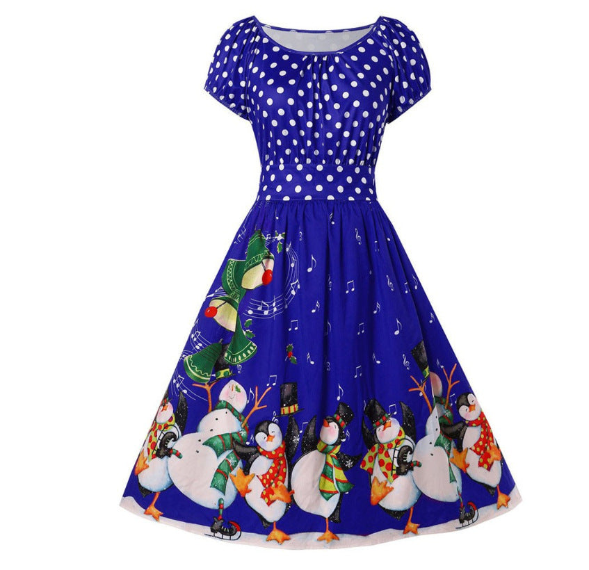 Trendy New Christmas Polka Dot Waist Dresses