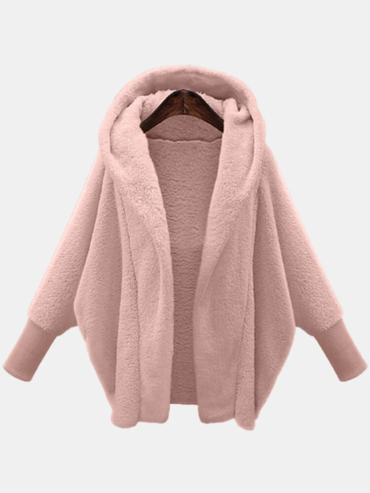 Women's Solid Color Long Sleeve Hooded Loose Coats