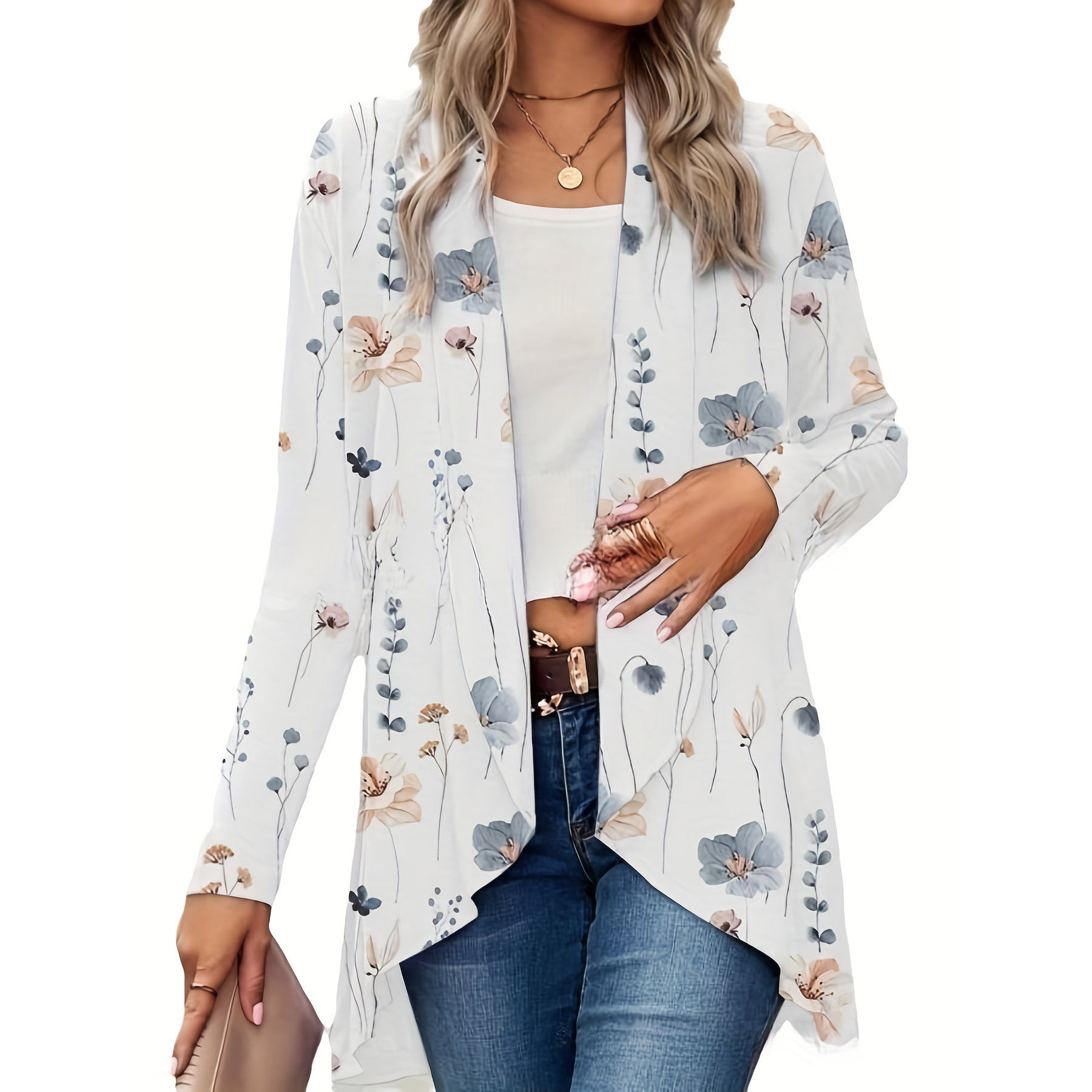 Women's Autumn Long Sleeve Plant Print Lapel Blouses