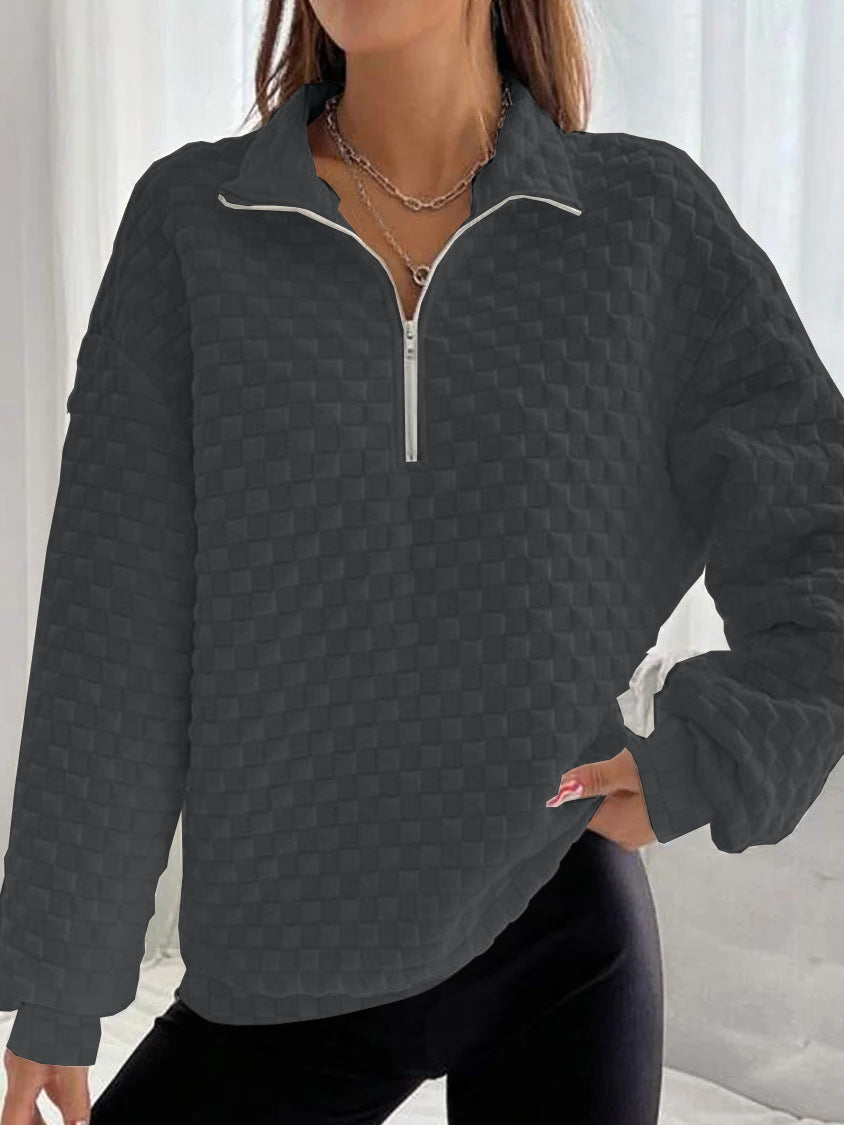 Women's Classic Versatile Knitted Texture Zipper Sweaters