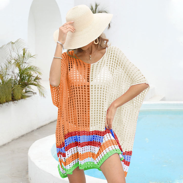 Women's Summer Patchwork Hollow Beach Loose Large Skirts