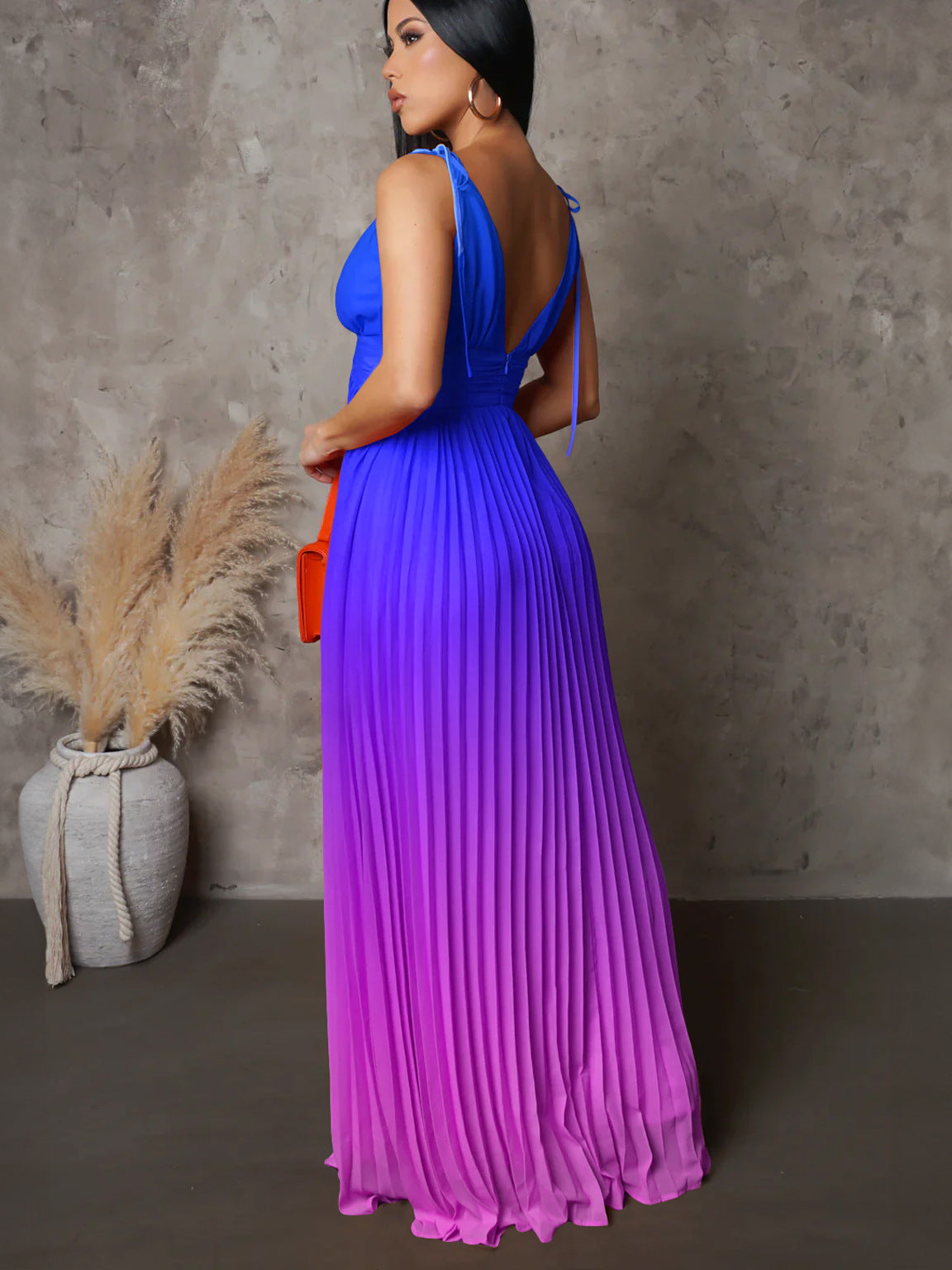 Summer Strap Backless Sexy Gradient Color Dresses