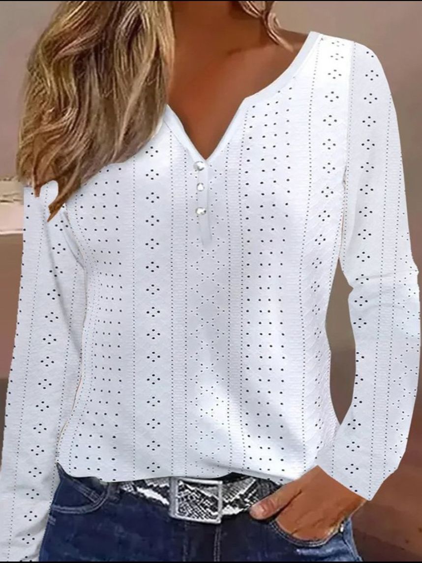 Women's Sleeve Hollow Solid Color Stitching Shirt Blouses