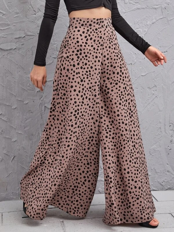 Style Loose High Waist Leopard-print Draping Pants