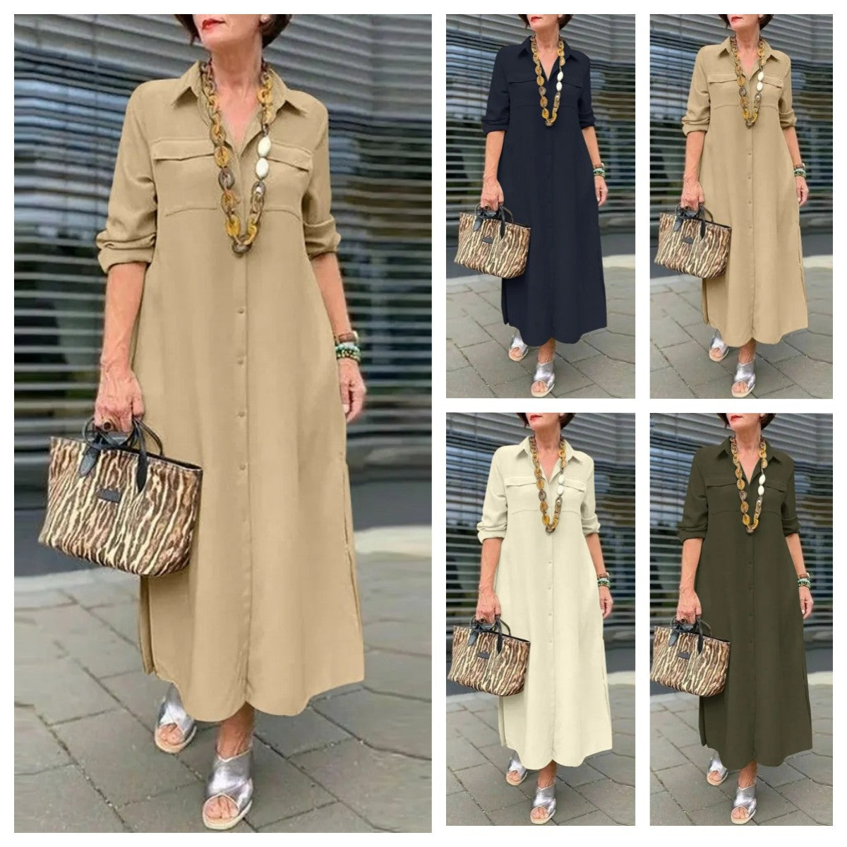 Women's Take-out Elegant Solid Color Long Sleeve Dresses