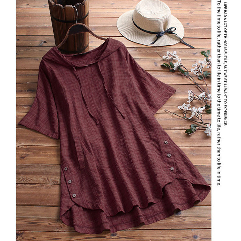 Women's Summer Sleeve Large Round Neck Loose Blouses