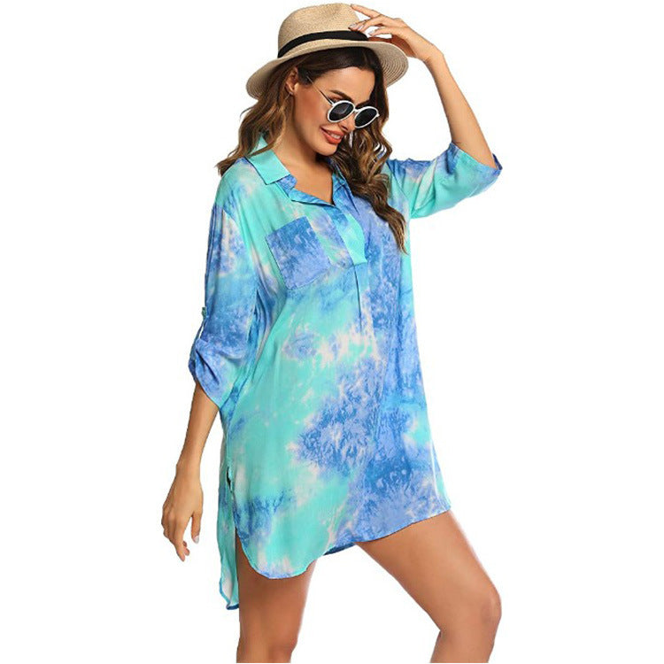 Women's Swimsuit Beach Cover Up Shirt Bikini Blouses