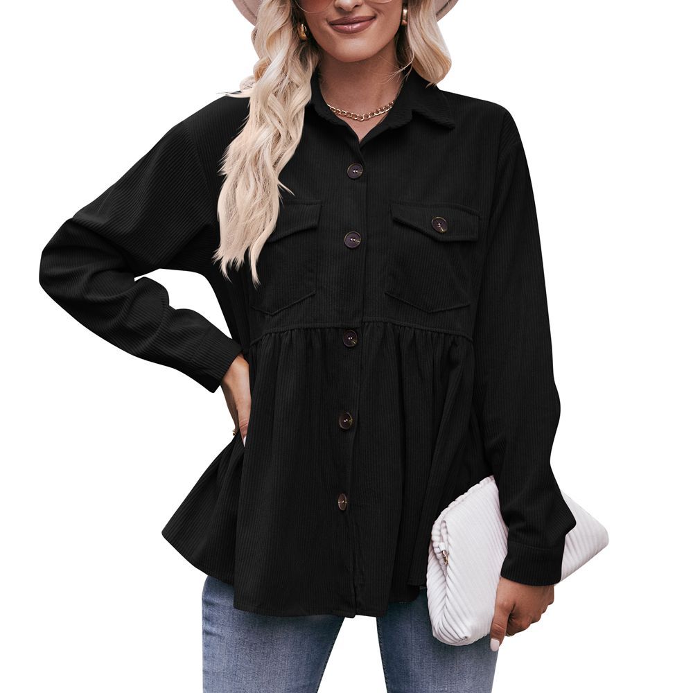 Women's Classy Casual Doll Shirt Corduroy Blouses