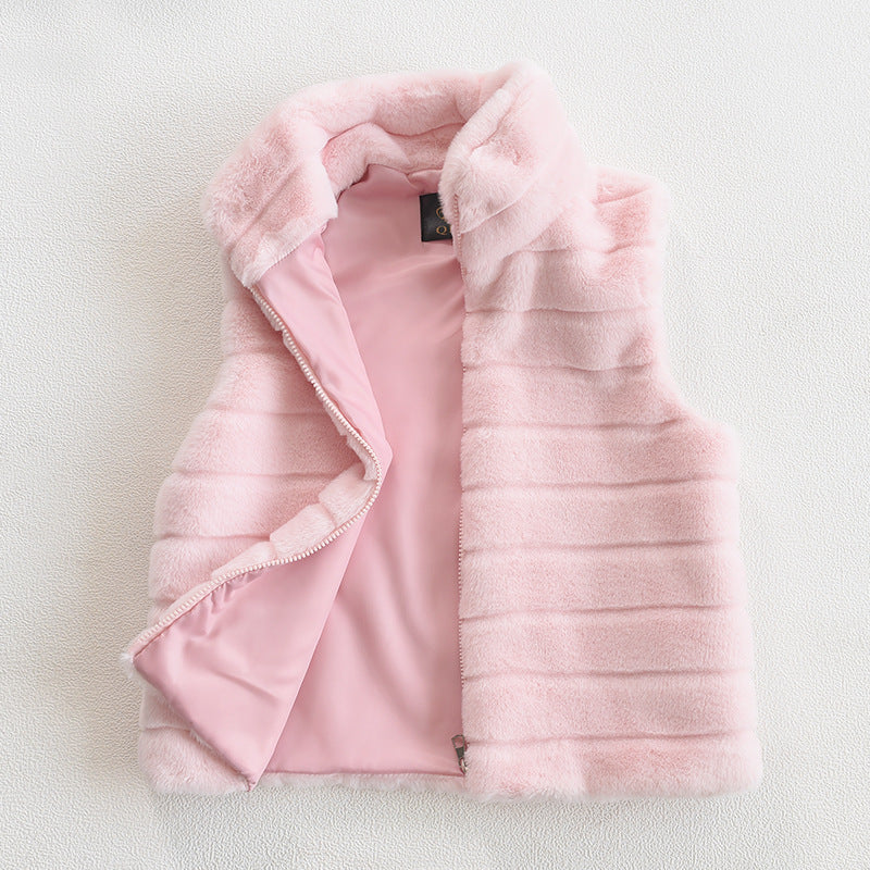 Imitation Fur Lady Stand Collar Artificial Coats