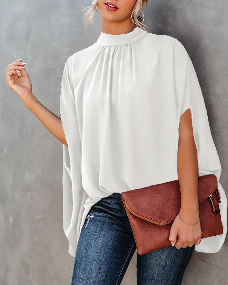 Women's Round Neck Loose Batwing Sleeve Blouses