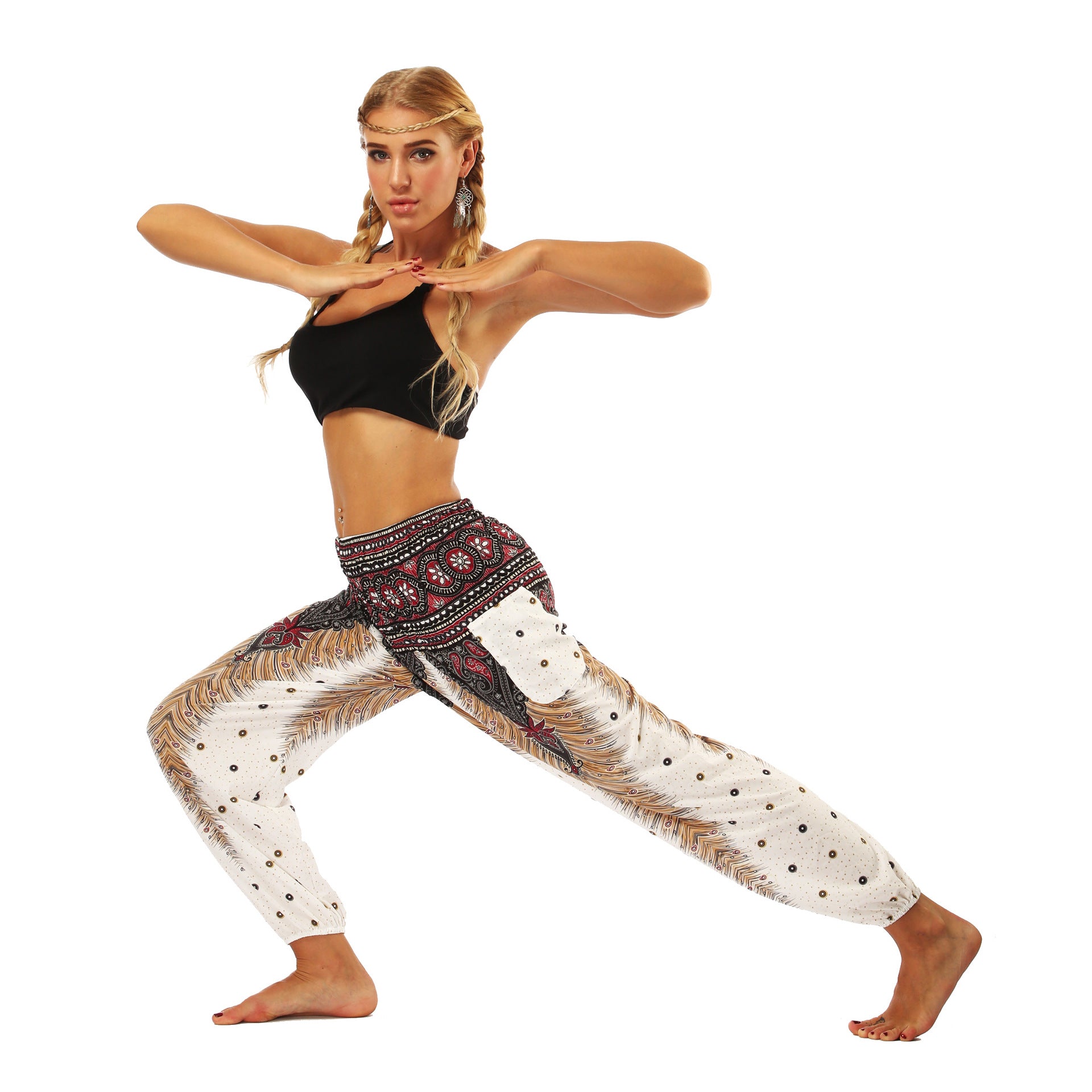 Women's Feather Digital Printed Leisure Yoga Dance Lightweight Pants