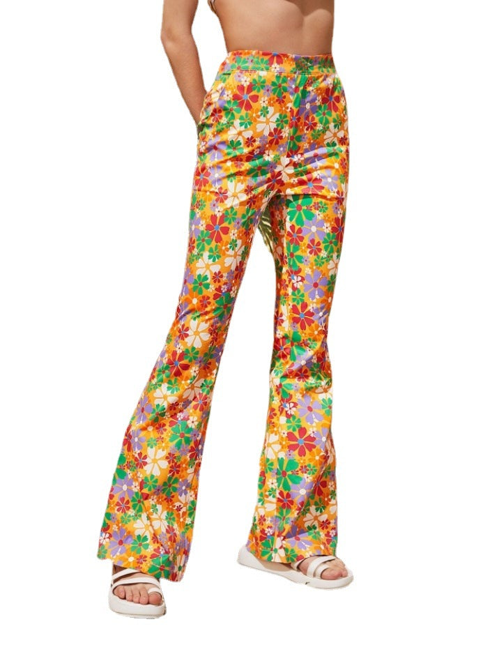 Women's Charming Summer Floral Sexy Bell-bottom Pants