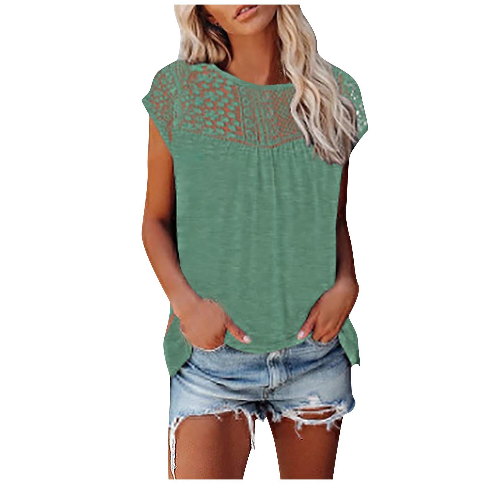 Women's Sexy Lace Stitching T-shirt Solid Color Blouses