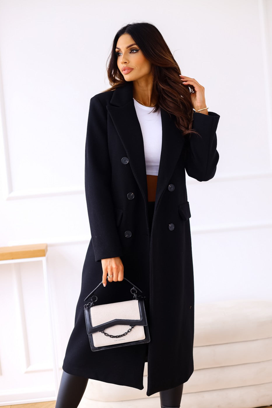 Women's Double Breasted Long Sleeve Lapel Button Coats