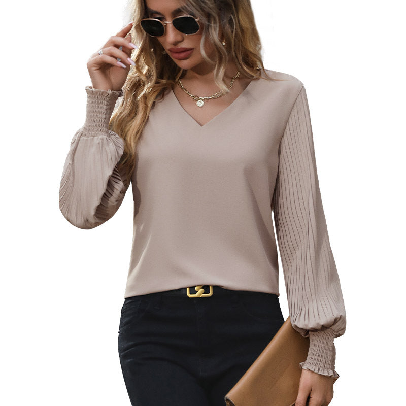 Women's Autumn Long Sleeve Solid Color Shirt Blouses