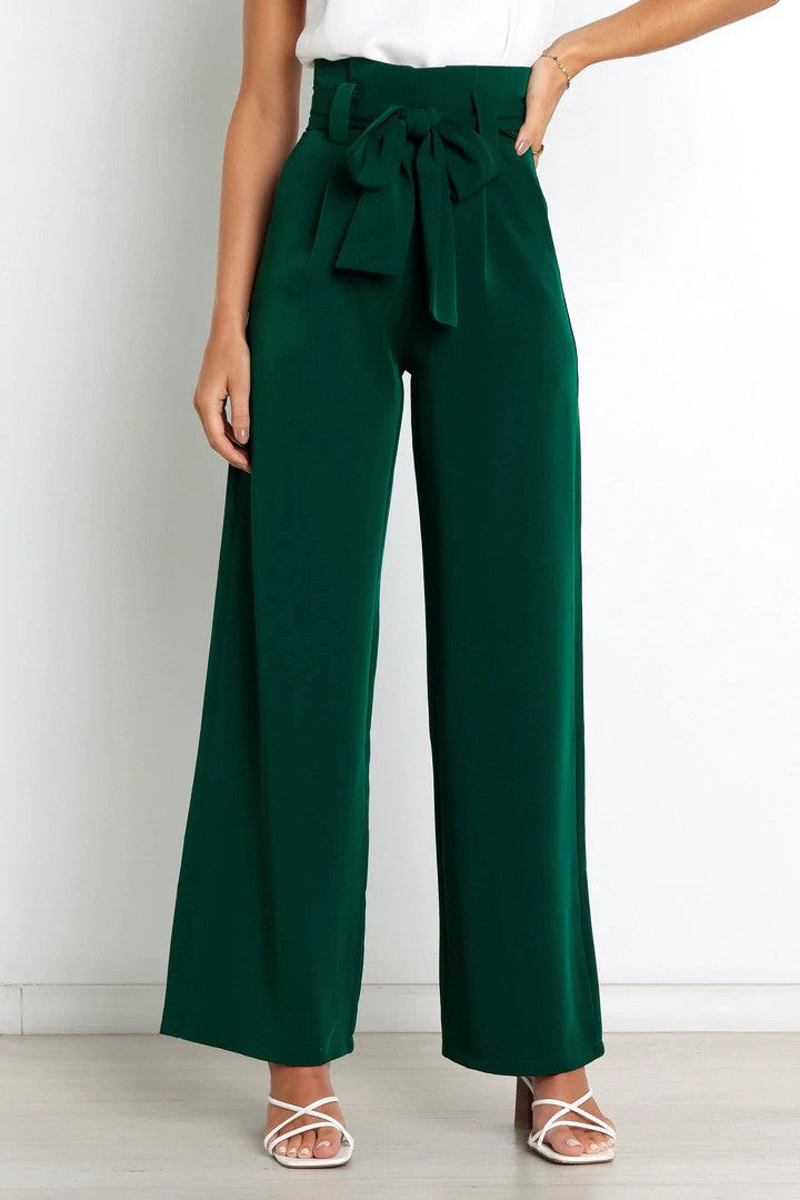 Women's Dress Casual Fashion Wide Leg Bow Pants