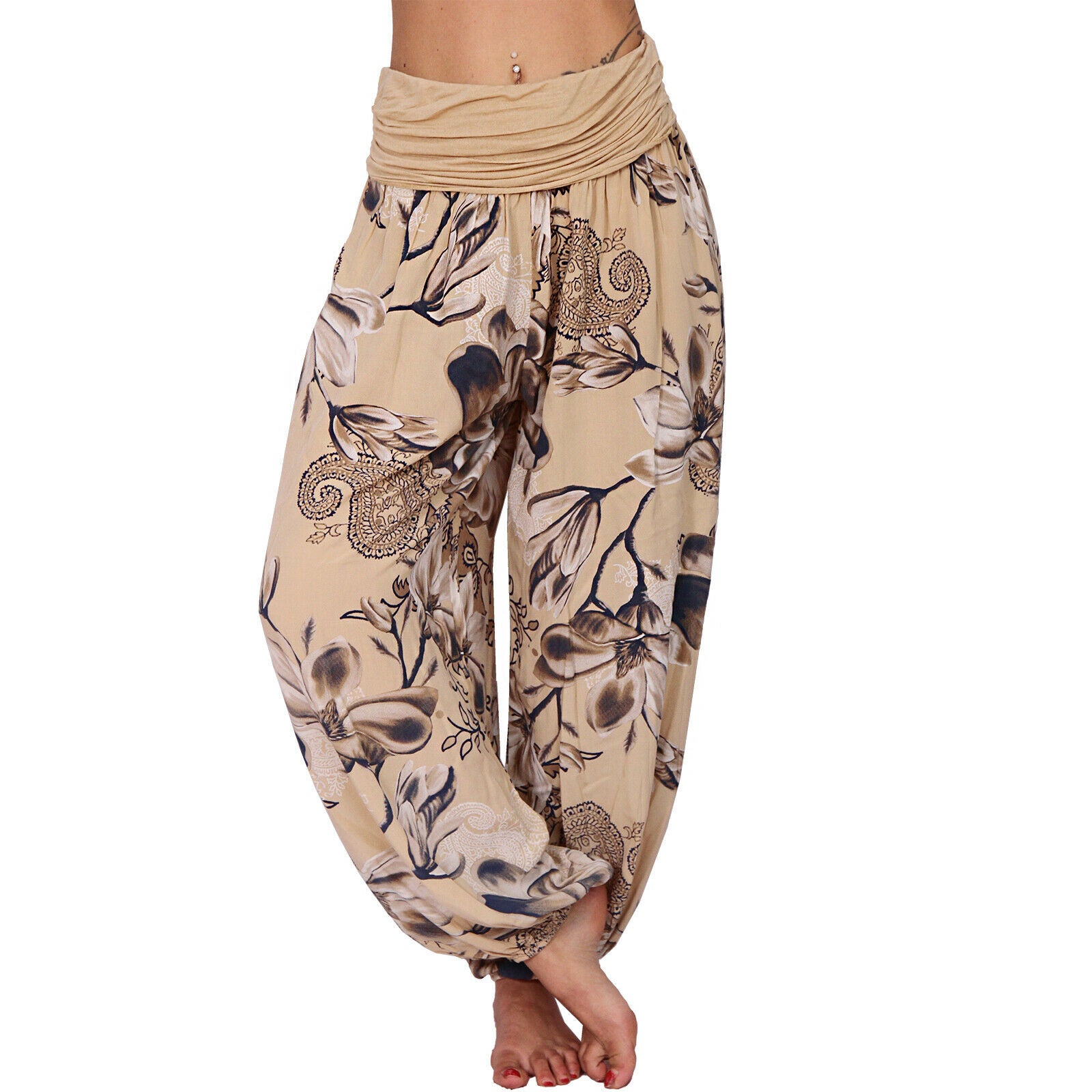 Women's Printed Loose Casual Wide-leg Trousers Pants