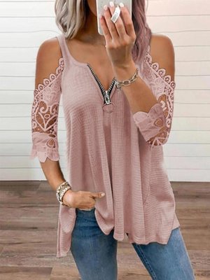 Women's Popular Hollow-out Camisole Lace Sleeve Knitted Blouses