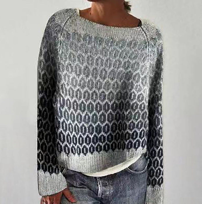 Women's Round Neck Multicolor Loose Pullover Sweaters