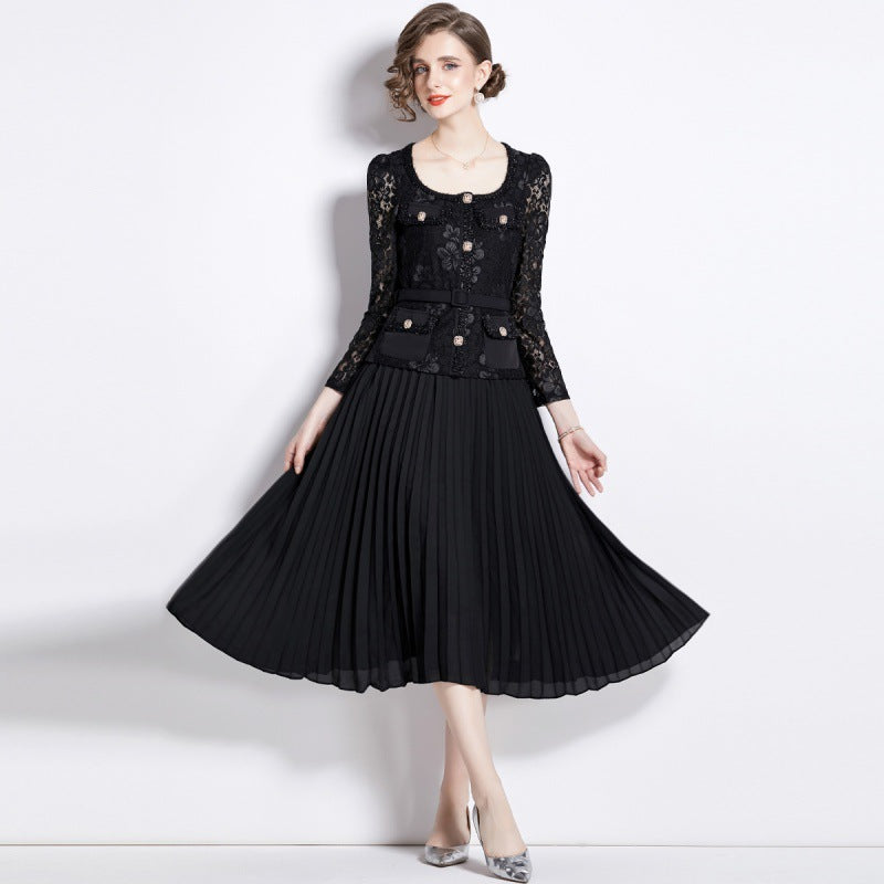 Women's Autumn Dress Light Luxury Slimming Lace Dresses