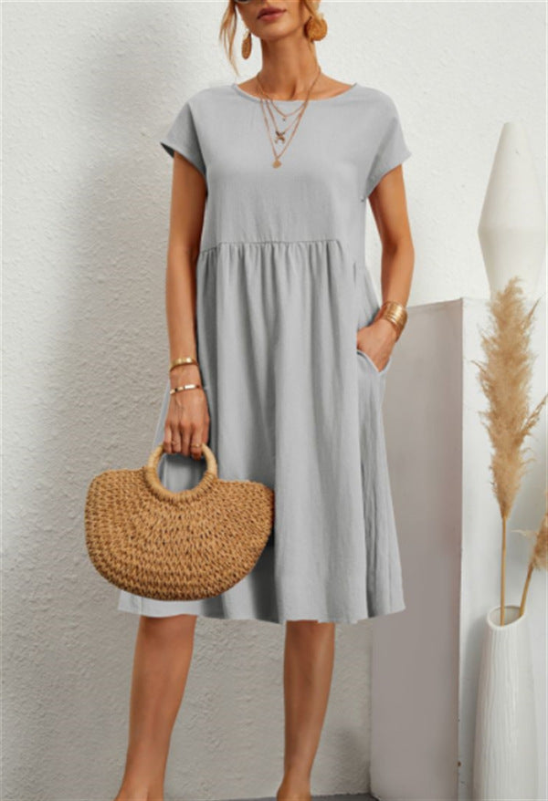 Women's Fashionable Summer Elegant Cotton Linen A- Dresses