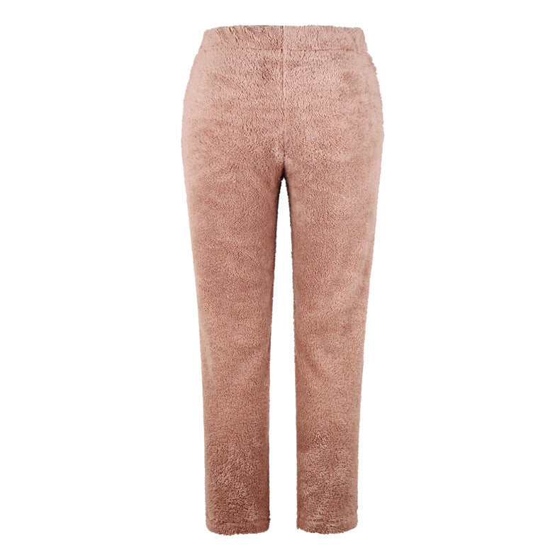 Women's Solid Color Loose Double-sided Plush Trousers Pants