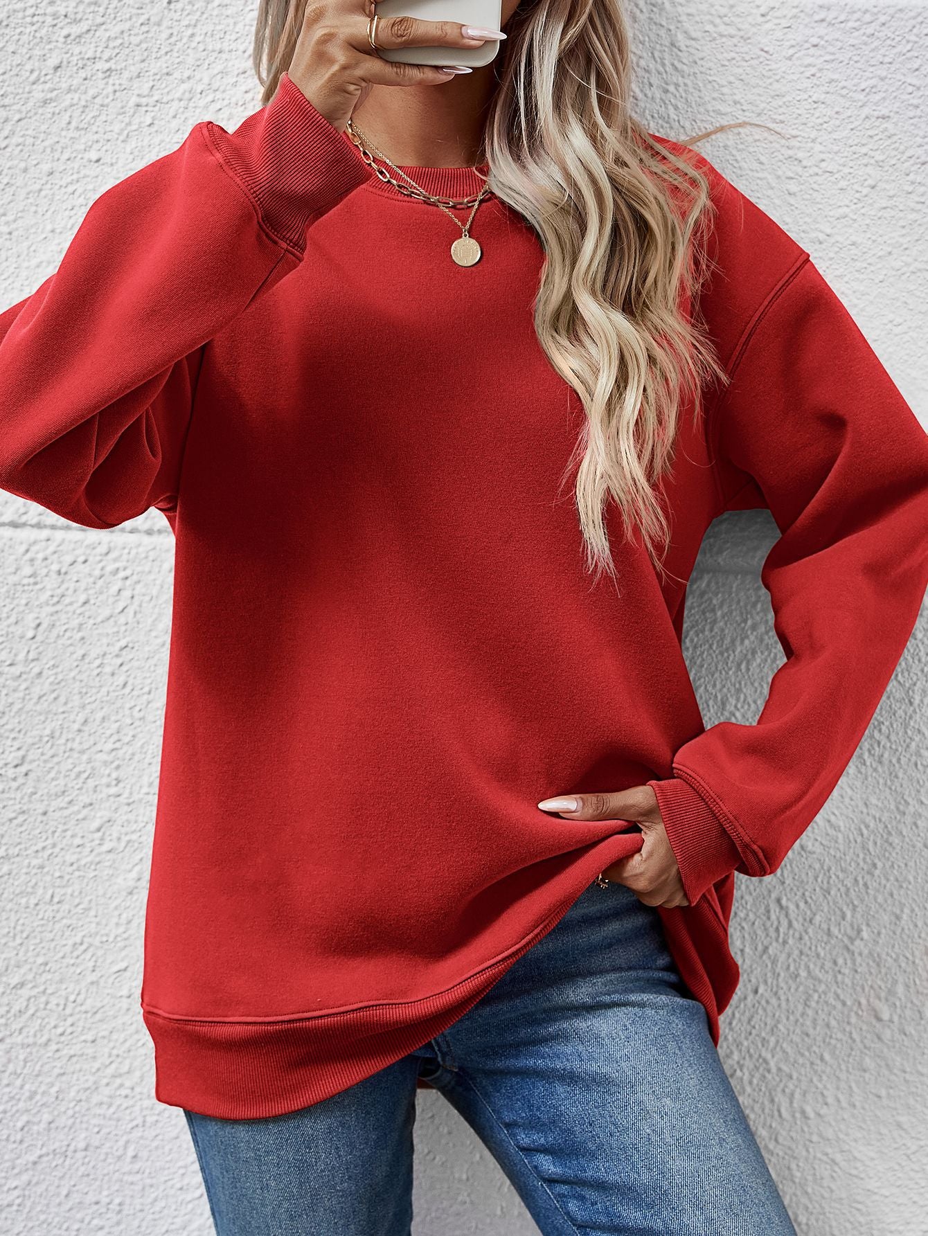 Women's Round Neck Long Sleeve Casual Loose Sweaters