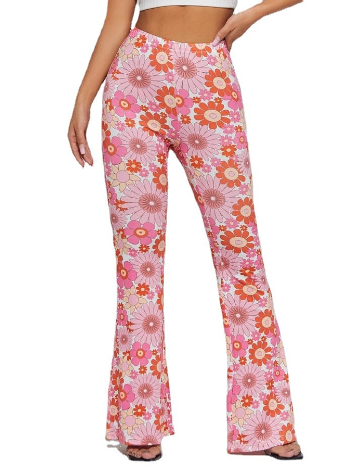 Women's Charming Summer Floral Sexy Bell-bottom Pants