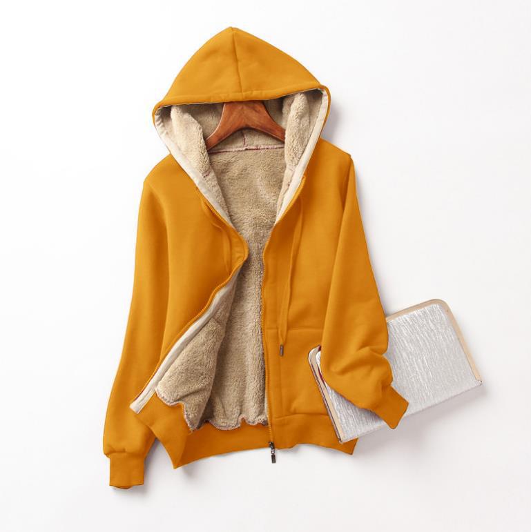 Women's Hooded Long Sleeve Solid Color Hoodie Coats