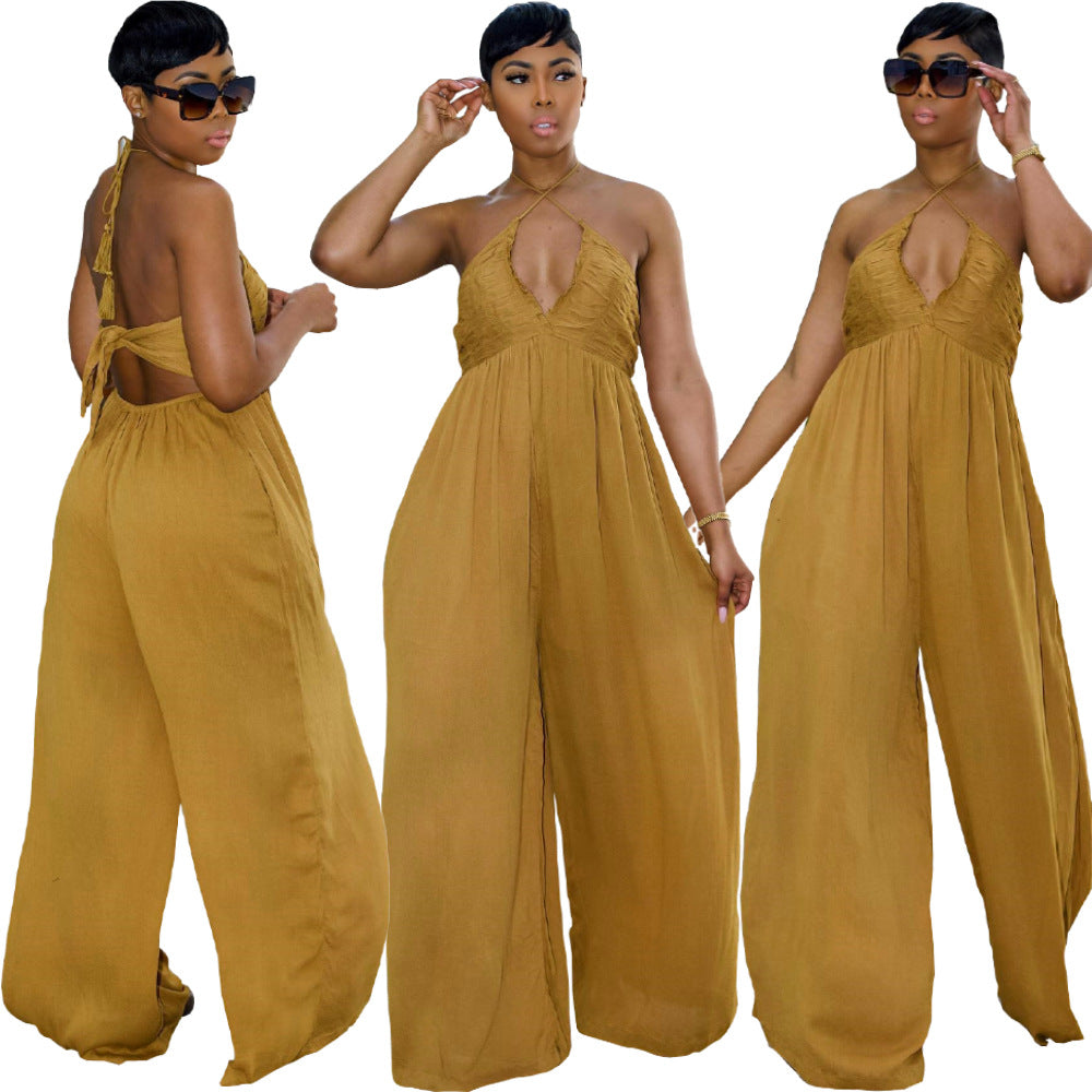 Comfortable Creative Backless Tube Wide Leg Pants