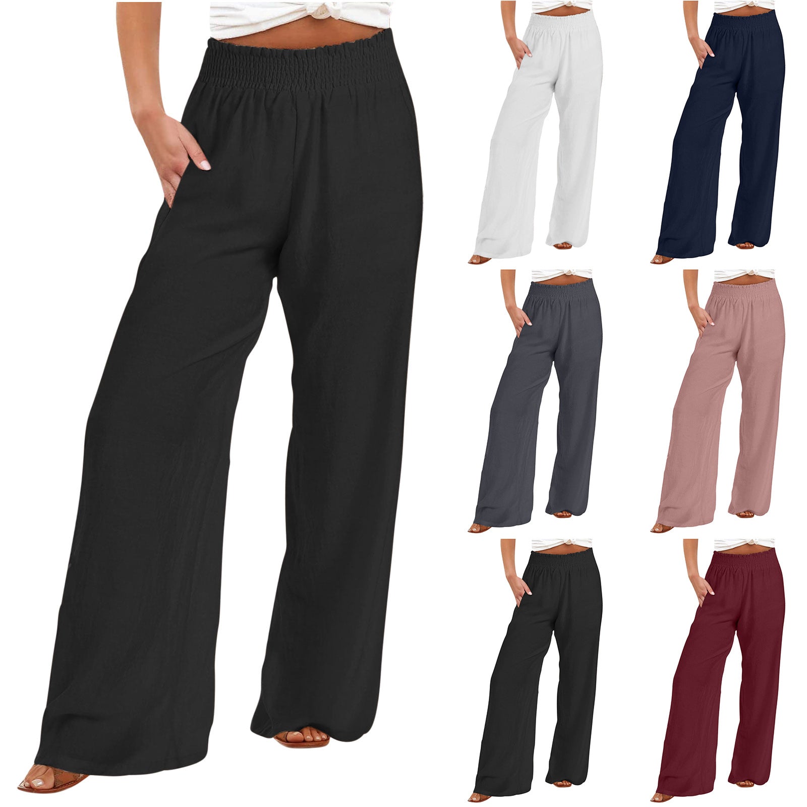 Women's Beautiful Elastic Trousers Linen Casual Pants