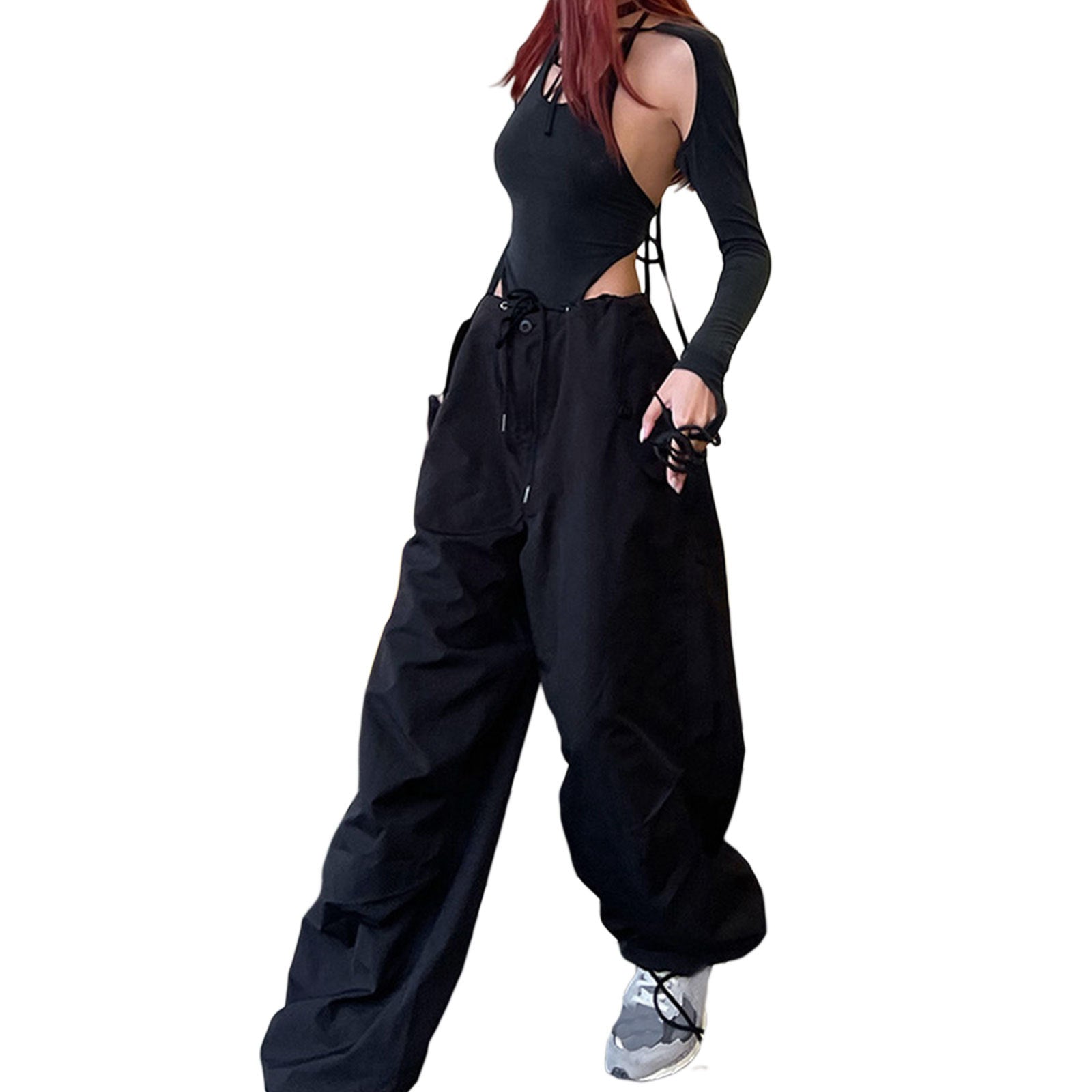 Women's Street Retro Loose High Waist Paper Pants