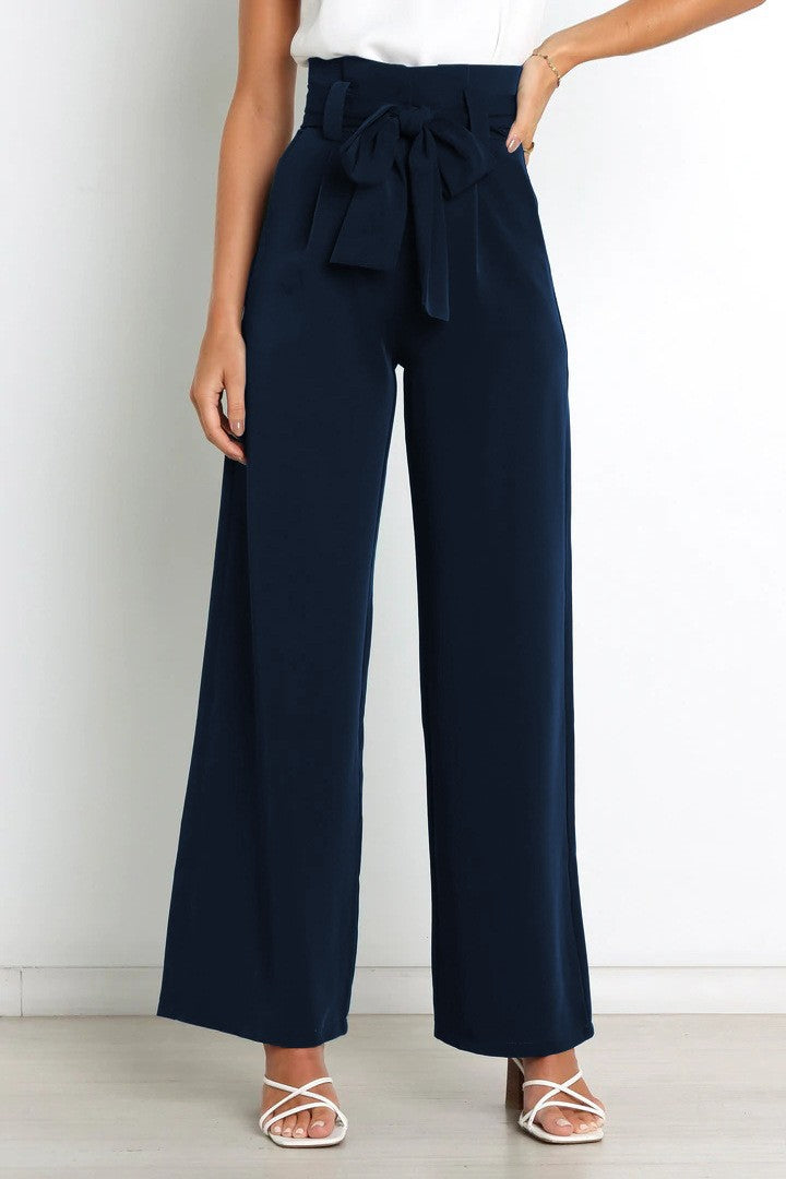 Women's Dress Casual Fashion Wide Leg Bow Pants