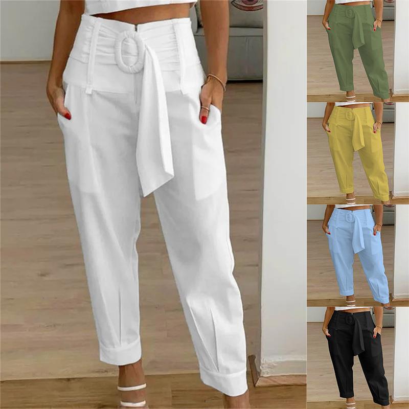 Women's Summer Casual Zipper High Waist Pocket Pants