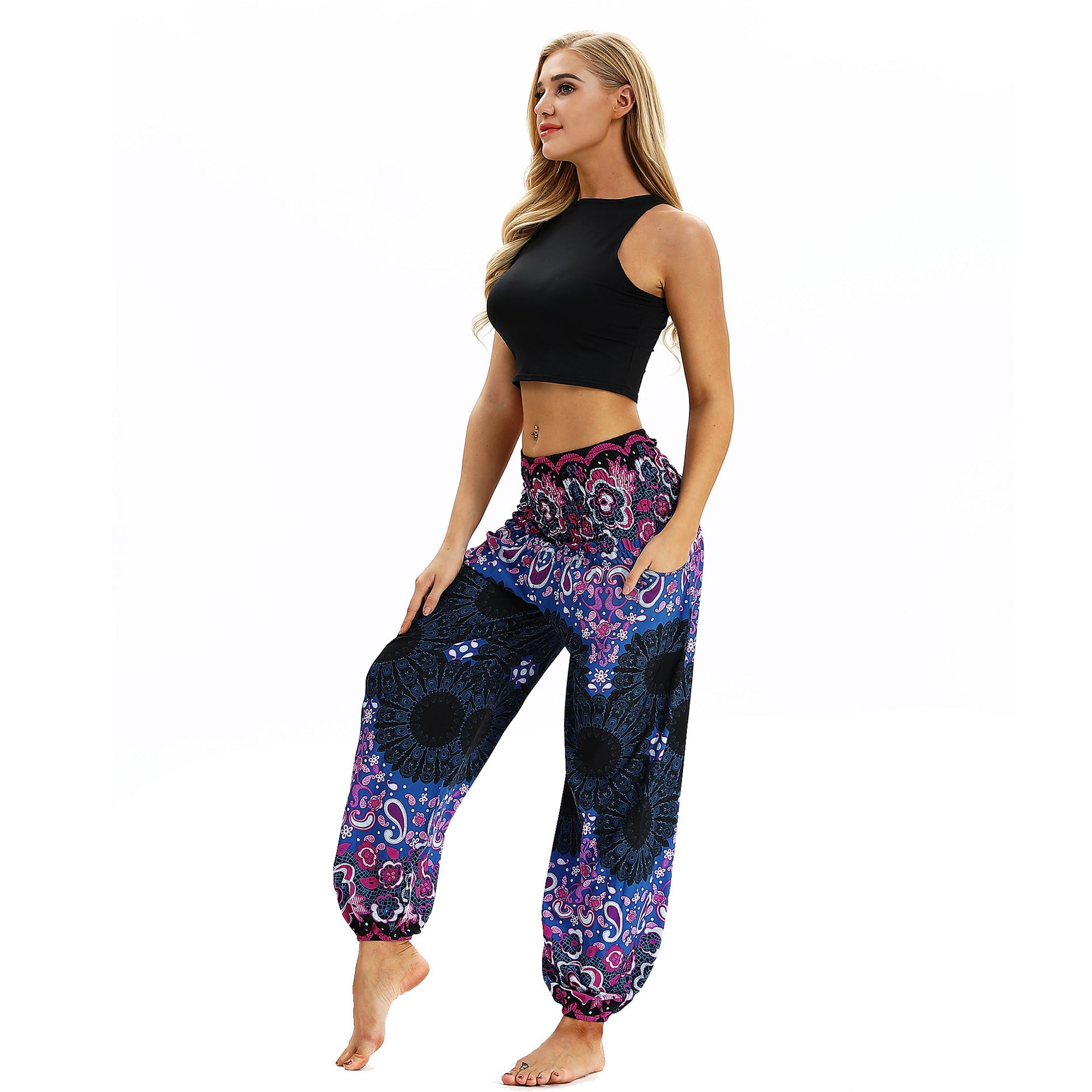 Women's Floral Digital Printing Sports Yoga Summer Breathable Comfortable Pants