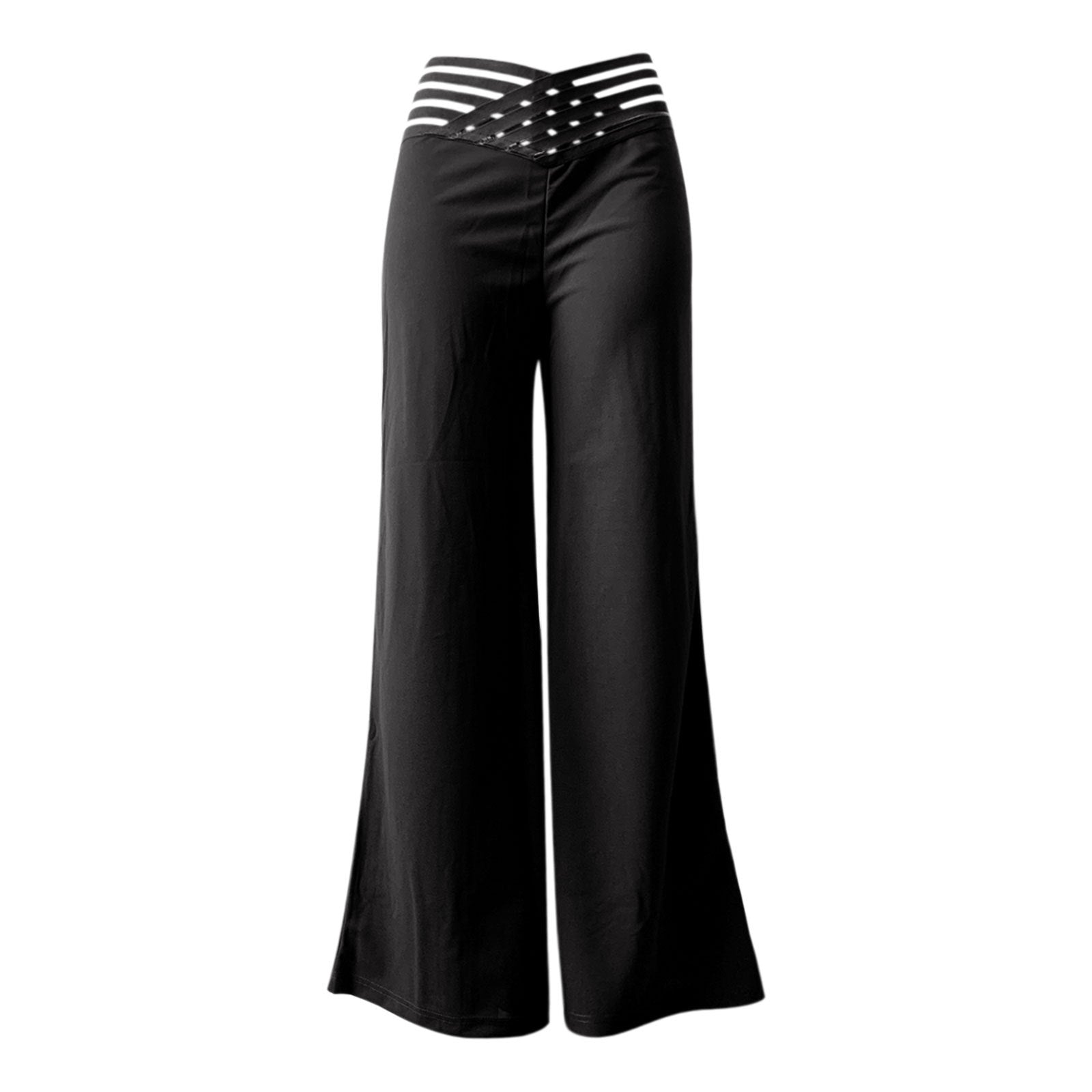 Women's Belt High Waist Casual Straight Loose Trousers Pants