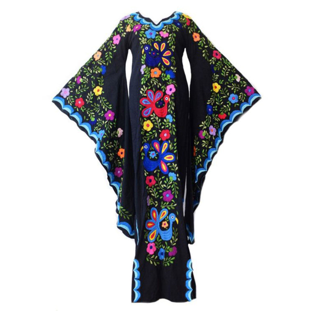 Women's Long Bohemian Batwing Sleeve Printed Dresses
